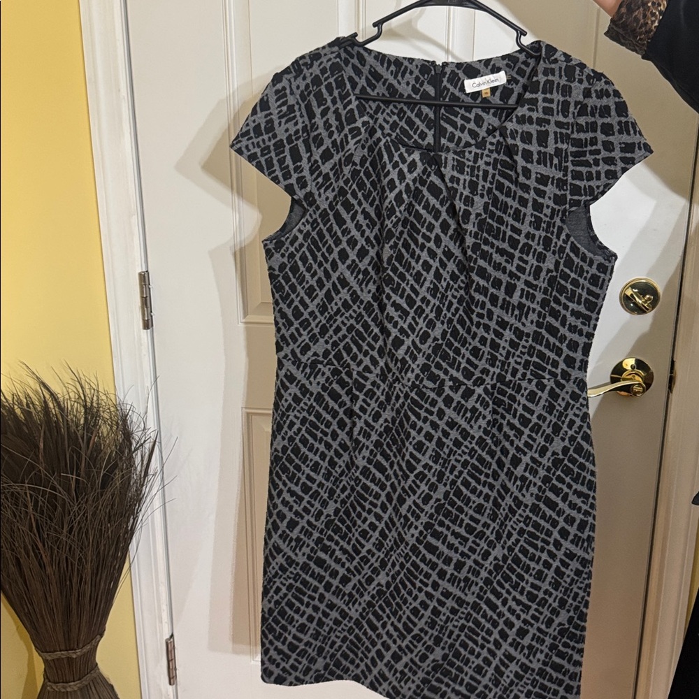 Calvin Klein Black and Gray Animal Print Dress